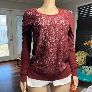 Simply Vera Vera Wang Maroon Lace Top
